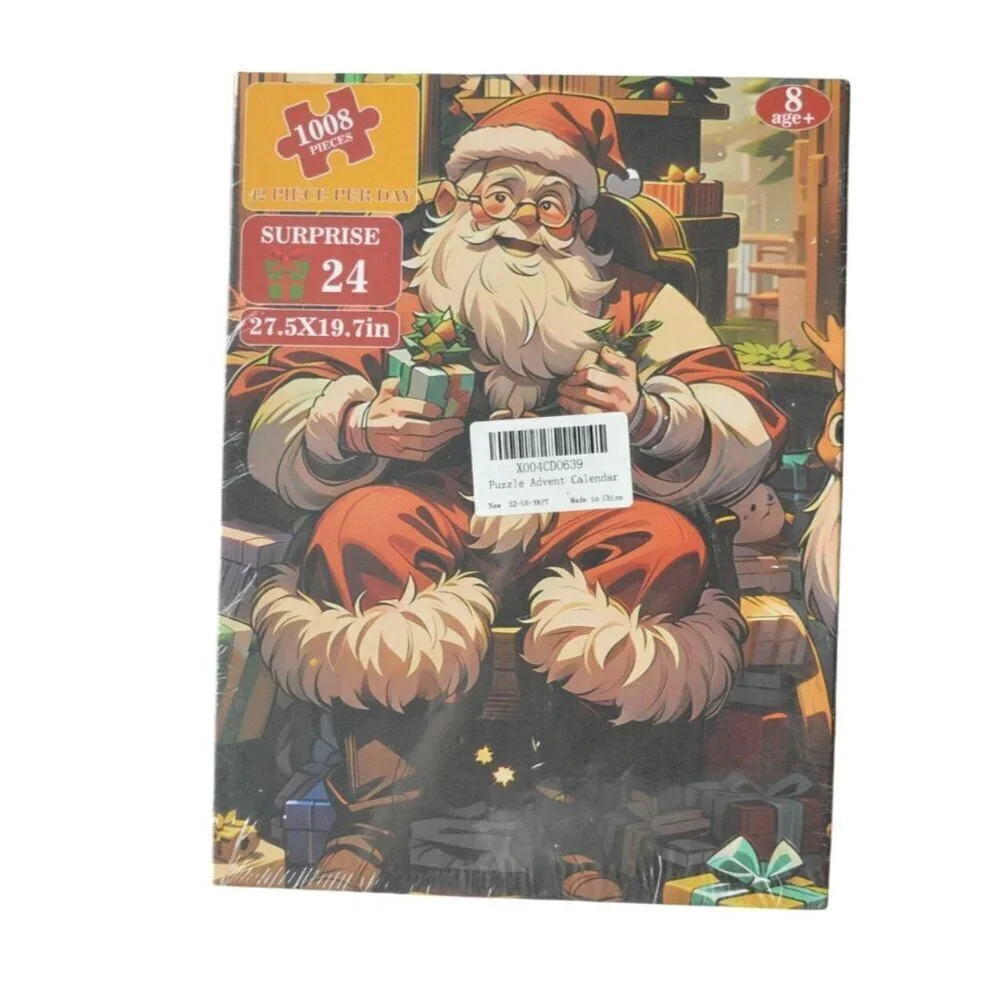 Christmas Puzzle Advent Calendar 1008-Piece Jigsaw 27.5X19.7in For Ages 8 & Up H